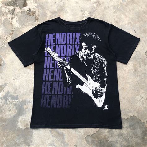 Vintage Jimi Hendrix Guitarist Rock Band Y2k Ovp Overprint Tshirt Men