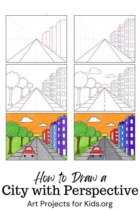 Learn How To Draw A City With One Point Perspective With An Easy Step