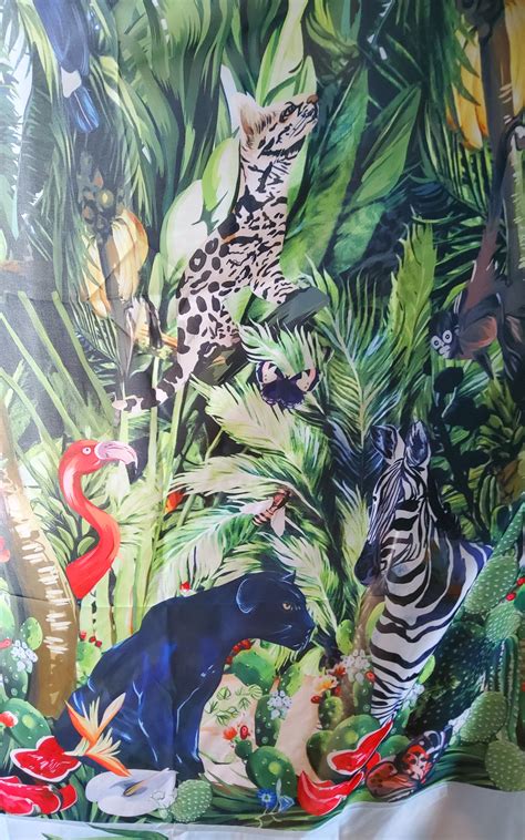 Jungle Elephant Print Chiffon Fabric 2020collection