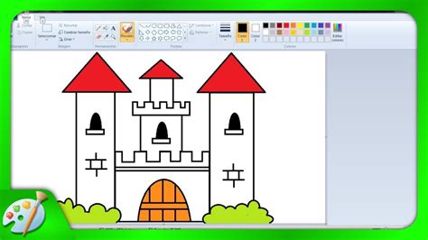 Dibujos Para Niños Con Paint Cómo Dibujar Un Castillo Con Paint Youtube