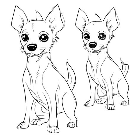 Two Chihuahua Coloring Pages Outline Sketch Drawing Vector Realistic