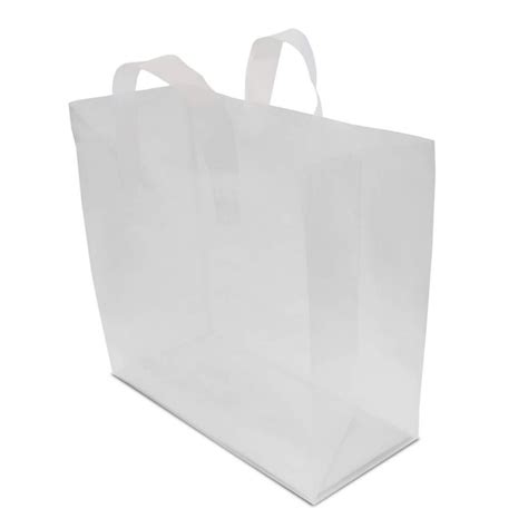 16x6x12 100 Pcs Large Frosted Clear Plastic T Bags With Handles