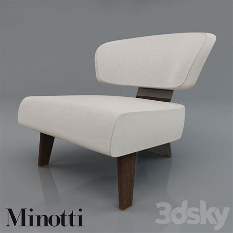 Minotti Creed Wood Arm Chair 3d Model