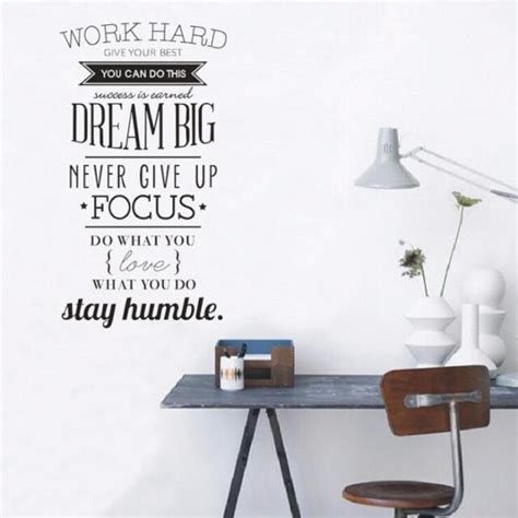 Us Office Motivational Quotes Wall Decal Never Give Up Work Hard Vinyl Sticker Ebay