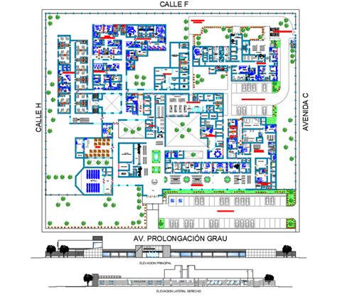 Multi Specialist Hospital Layout Plan Drawing In Dwg Autocad File