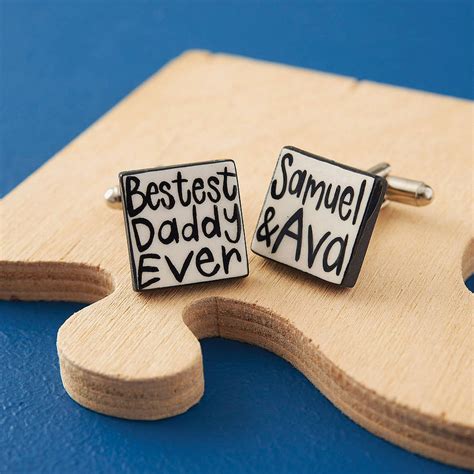 Personalised Bestest Daddy Ever Cufflinks By Mary Fellows