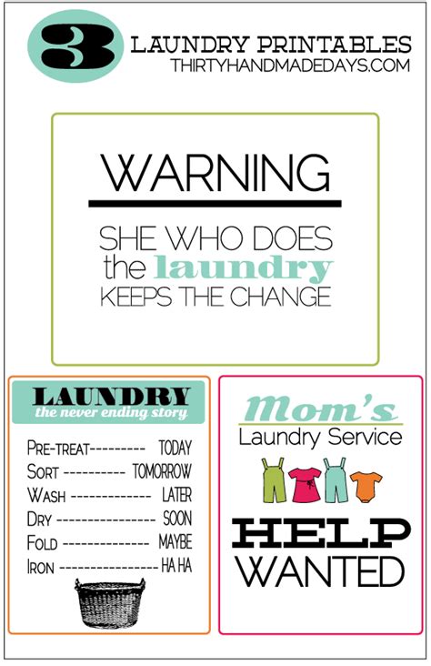Free Laundry Room Printables  24/7 Moms