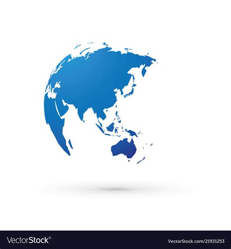 Blue World Earth Globe Asia Japan Royalty Free Vector Image