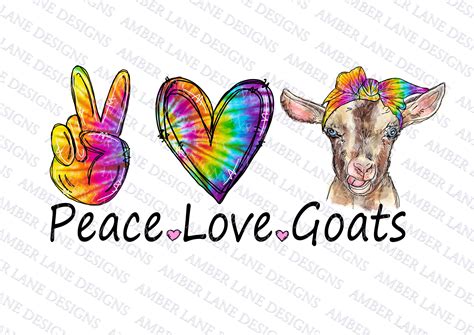 Peace Love Goats Png Hand Drawn Sublimation Png Digital Etsy