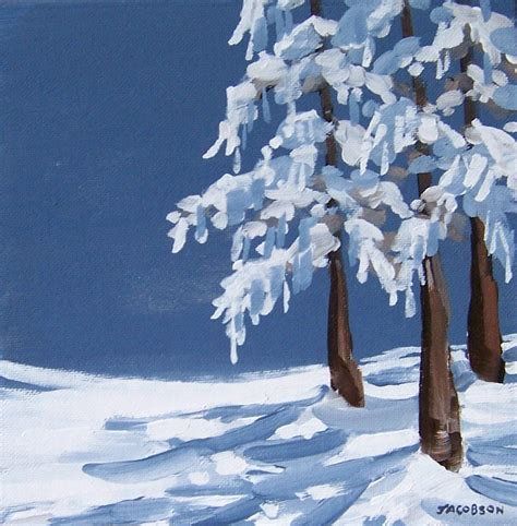 Original Painting Snow On Cedar Winter Scene