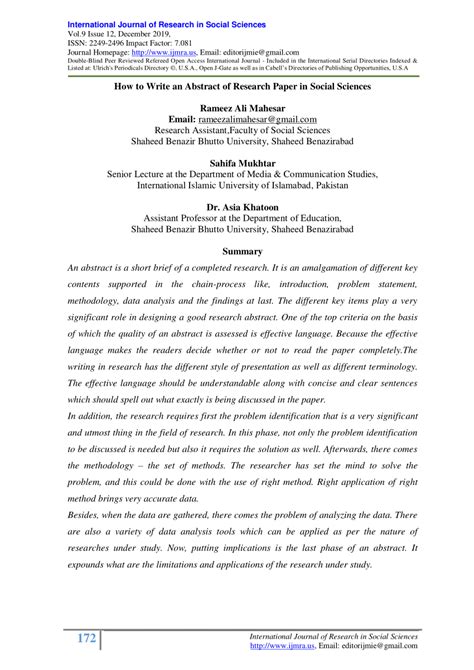 Referring to examples of abstracts for research papers. (PDF) How to Write an Abstract of Research Paper in Social ...