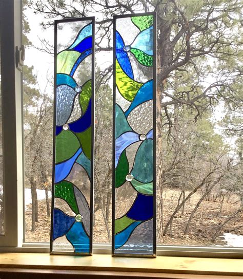 Stained Glass Sidelights For A Front Door Seaside Colors By Tristansartworks On Etsy Window