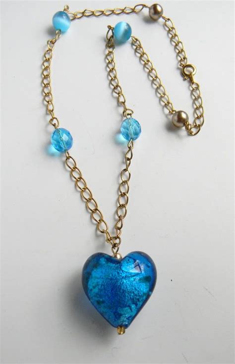 Blue Heart Pendant Necklace By Kizuribrand On Etsy 1000 Pendant