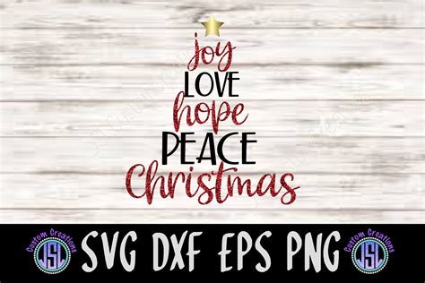 Joy Love Hope Peace Christmas Tree Design Svg Dxf Eps Png