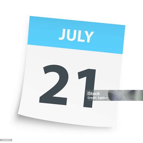 July 21 Daily Calendar On White Background Stock Illustration
