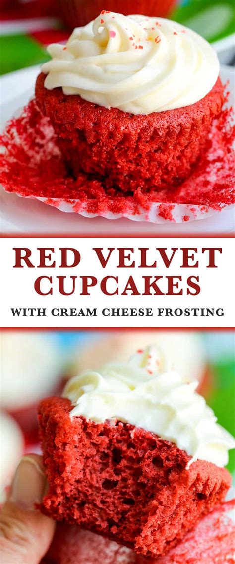 I love that this recipe has cream cheese frosting…that's my favorite topper for red velvet cakes. Red Velvet Cupcakes with Cream Cheese Frosting
