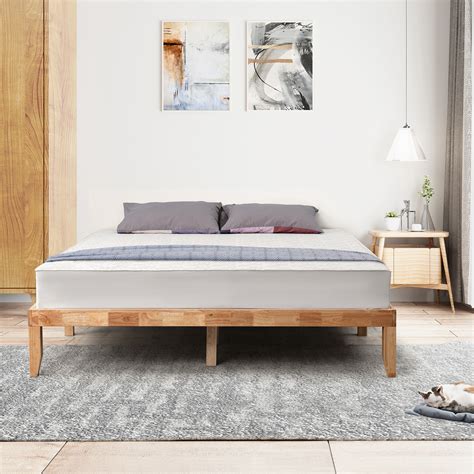 Full Size 14 Natural Wooden Platform Bed Frame With Wooden Slats Eco