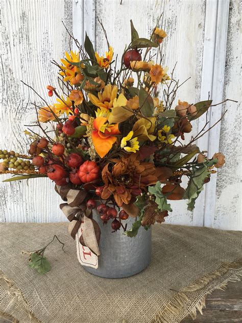 Fall Floral Arrangement Autumn Centerpiece Harvest Table Etsy Fall