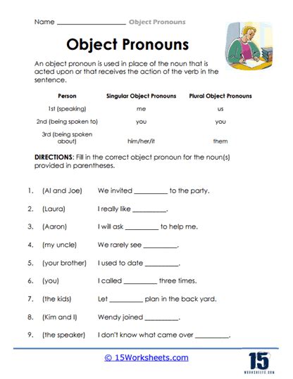 Object Pronouns Worksheets Worksheets