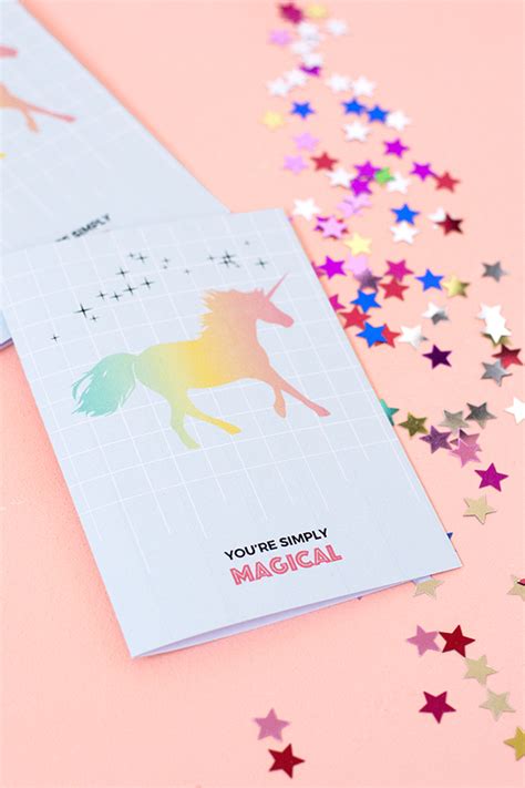 Design your greeting cards online with our premade greeting card templates. Printable unicorn greeting card - Make and Tell