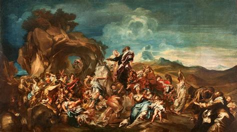 Moses Striking The Rock For Water Painting By Gregorio De Ferrari