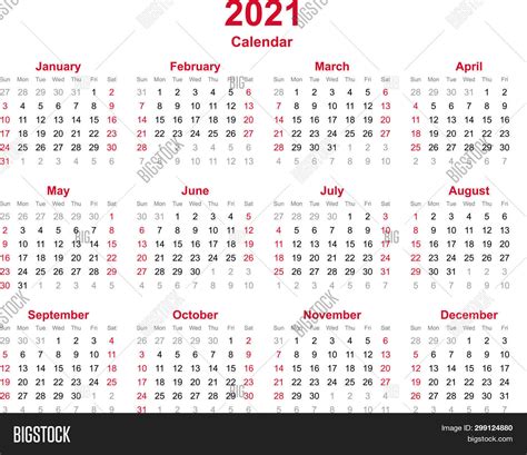 Make a 2020, 2021, 2022 calendar. 2021 Yearly Calendar Vector & Photo (Free Trial) | Bigstock