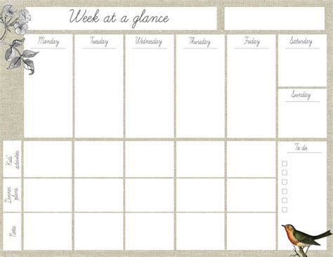 Oh The Lovely Things Free Printable Week At A Glance Planner