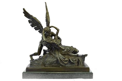Psyche Lovers Bronze Statue On Marble Base Sculpture
