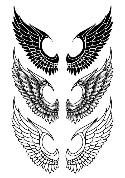 Premium Vector Vector Set Angel Wings Tattoo Designs