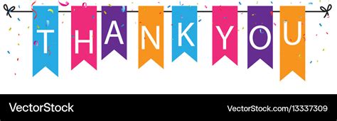 Thank You Sign With Colorful Bunting Flags Vector Image