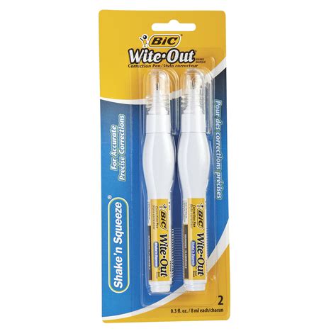 Bic Wite Out Brand Shake N Squeeze Correction Pen White 2pk Grand
