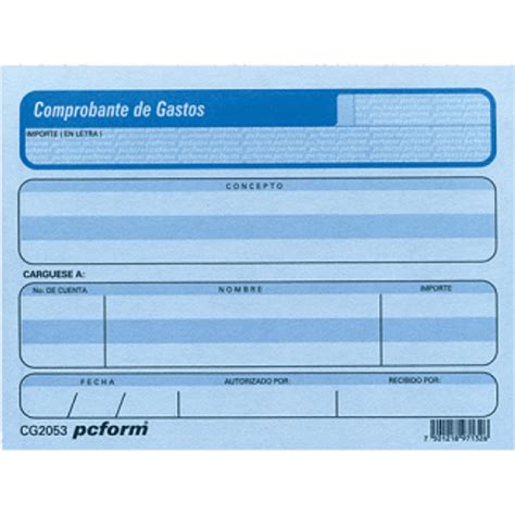 Comprobante De Gastos Azul 14 De Hoja Block C50 Hojas