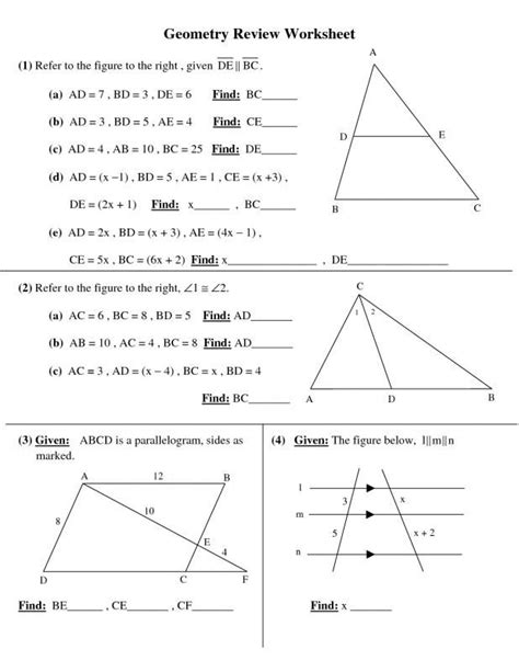 High School Geometry Worksheets Free Printable