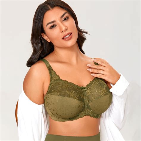 Delimira Womens Wireless Lace Plus Size Bra Sexy Unlined Full Coverage