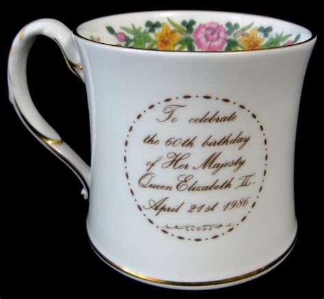 Queen Elizabeth Ii Coalport 60th Birthday Mug 1986 England Time Was