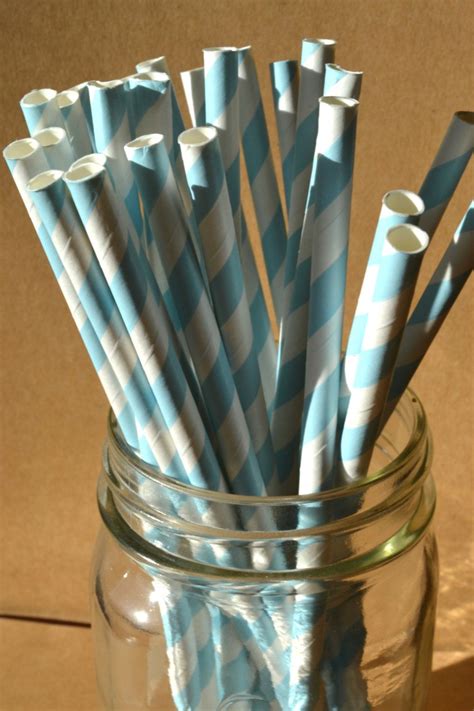 24 Baby Light Blue Paper Straws For Birthday Party Baby Shower 350