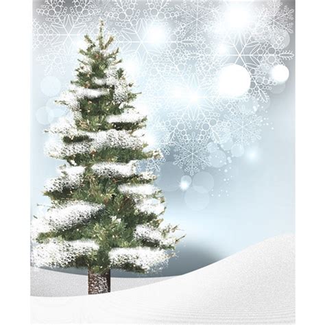 Snowy Christmas Tree Printed Backdrop Backdrop Express