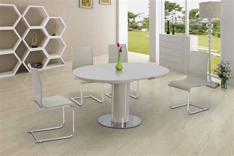 Round Cream Glass High Gloss Dining Table And 4 Chairs