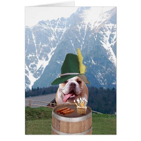 Funny Bull Dog German Birthday Card Zazzleca