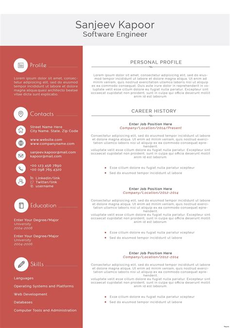 Use this example as a guide to write your own interview winning cv. Free Resume Templates Software Engineer | Resume software ...