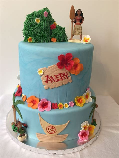 Moana Birthday Cake Thecakestandvta Disney Movie Hawaiian Flowers