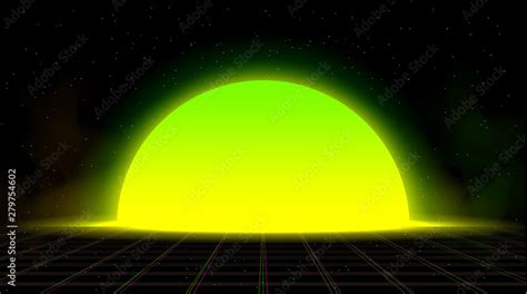 Synthwave Vaporwave Retrowave Yellow Green Sunset Background Glitch