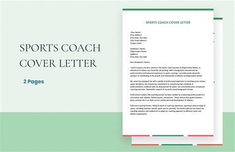 Sports Coach Cover Letter In Word PDF Google Docs Download Template Net