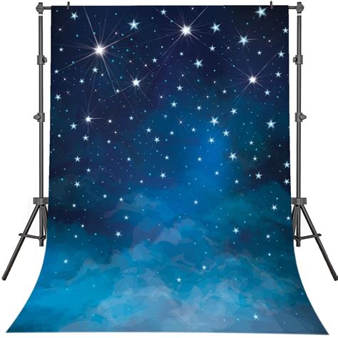 Mocsicka Starry Night Backdrops Blue Night Sky Photo Background