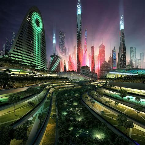 Artstation Utopia Tarmo Juhola Cyberpunk Futuristic City