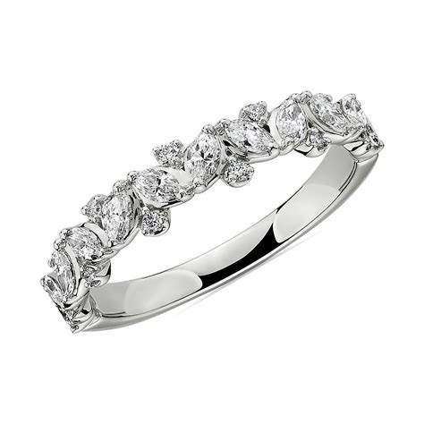 Marquise And Round Cluster Diamond Wedding Ring In 14k White Gold 12 Ct