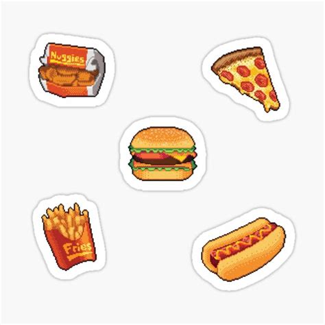 Cold snacks icons and vector packs for sketch, adobe illustrator, figma and websites. Fast Food Stickers | Redbubble