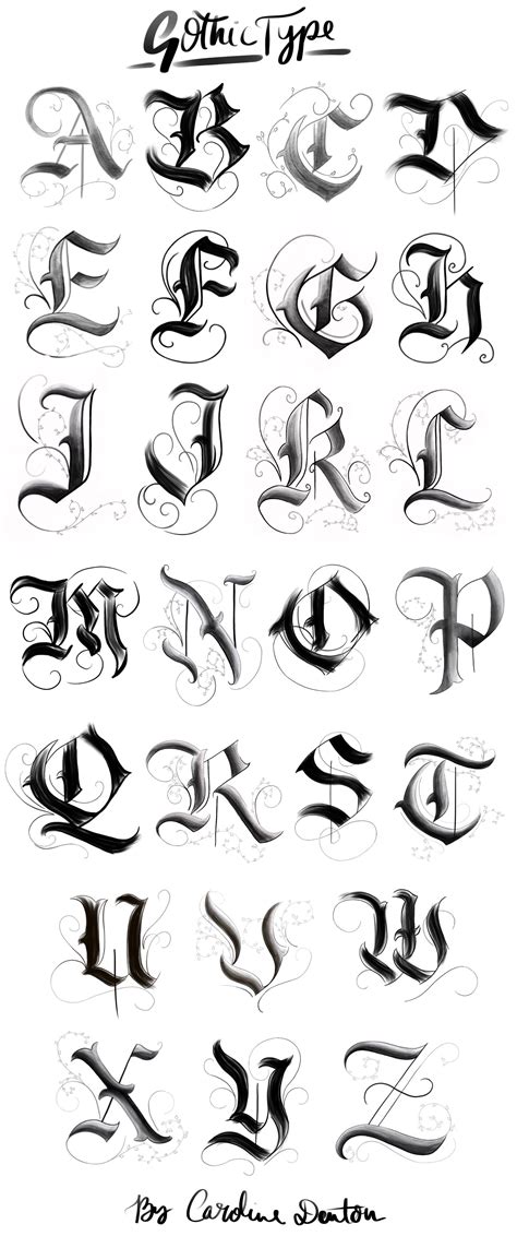 Gothic Font Alphabet Letters Cute Tattoo Fonts For Girly