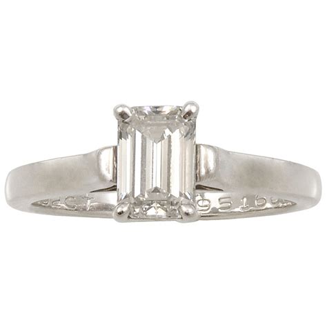 Tiffany And Co Emerald Cut Diamond And Platinum Ring Charles Schwartz