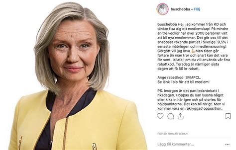Det meddelar hon på instagram. Joakim Lundells hyllning till Ebba Busch Thor: "Du är grym"
